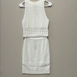 Express White Crochet 2 Piece Skirt Set